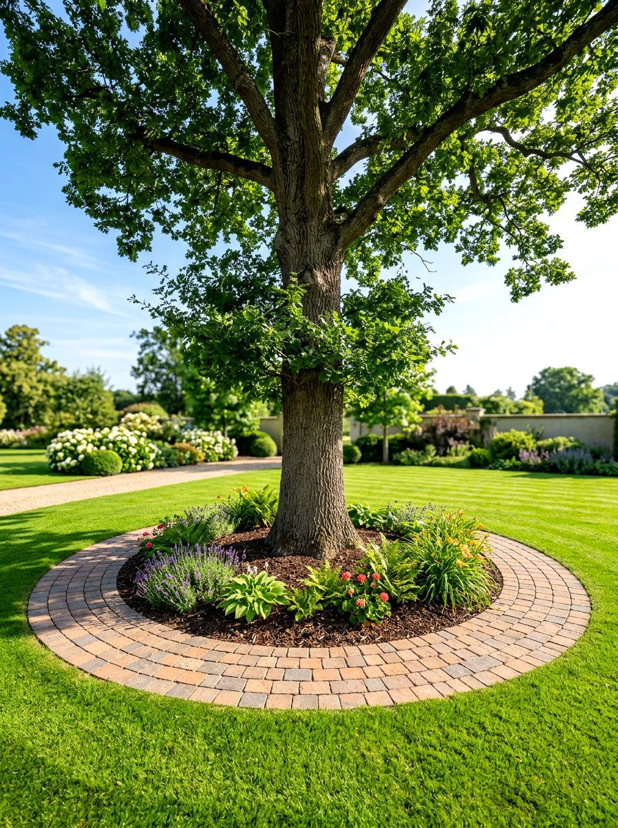 Circular paver garden edge - 30 paver garden border ideas
