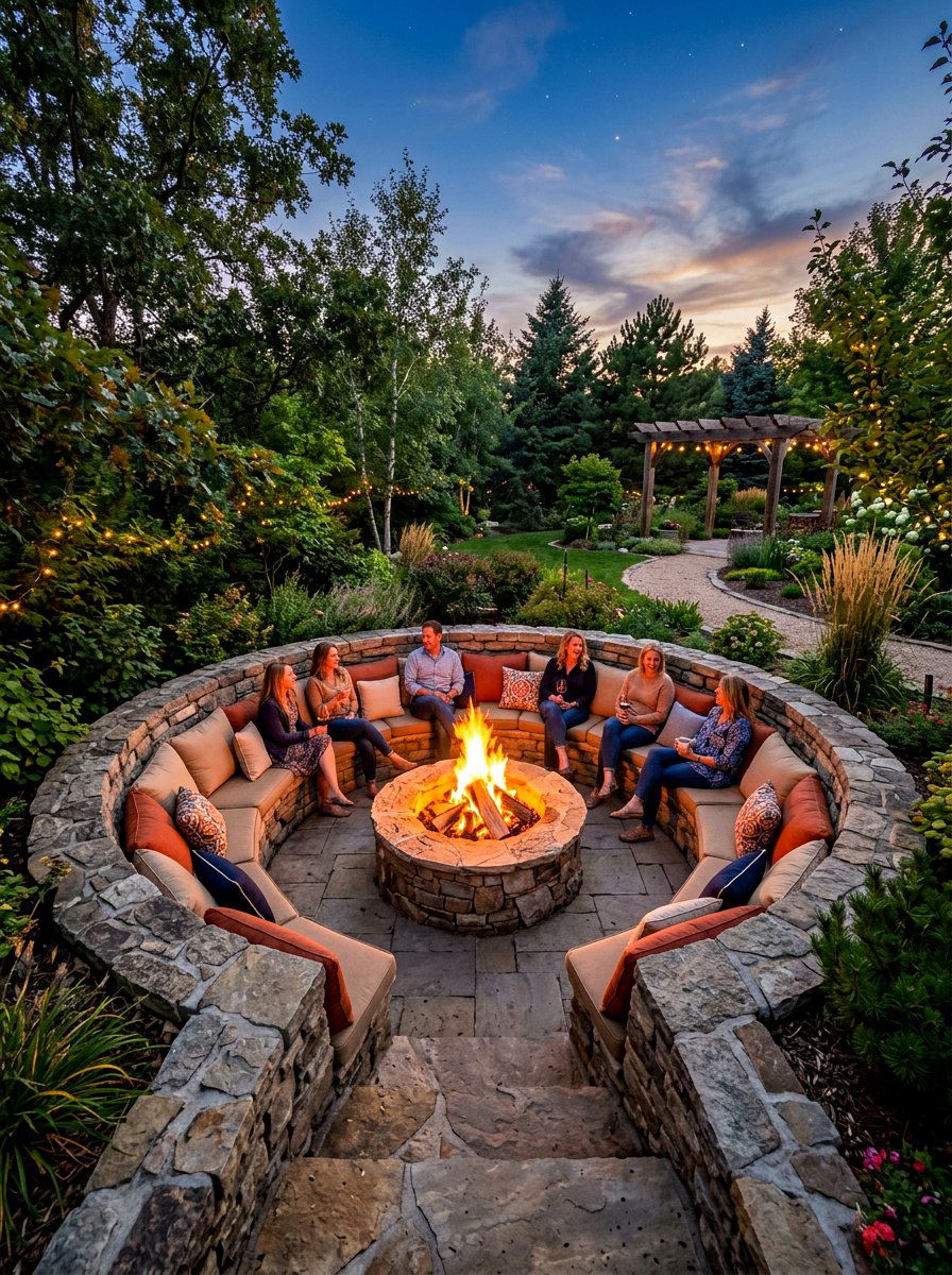 Circular retaining wall - 30 sloped backyard retaining wall ideas