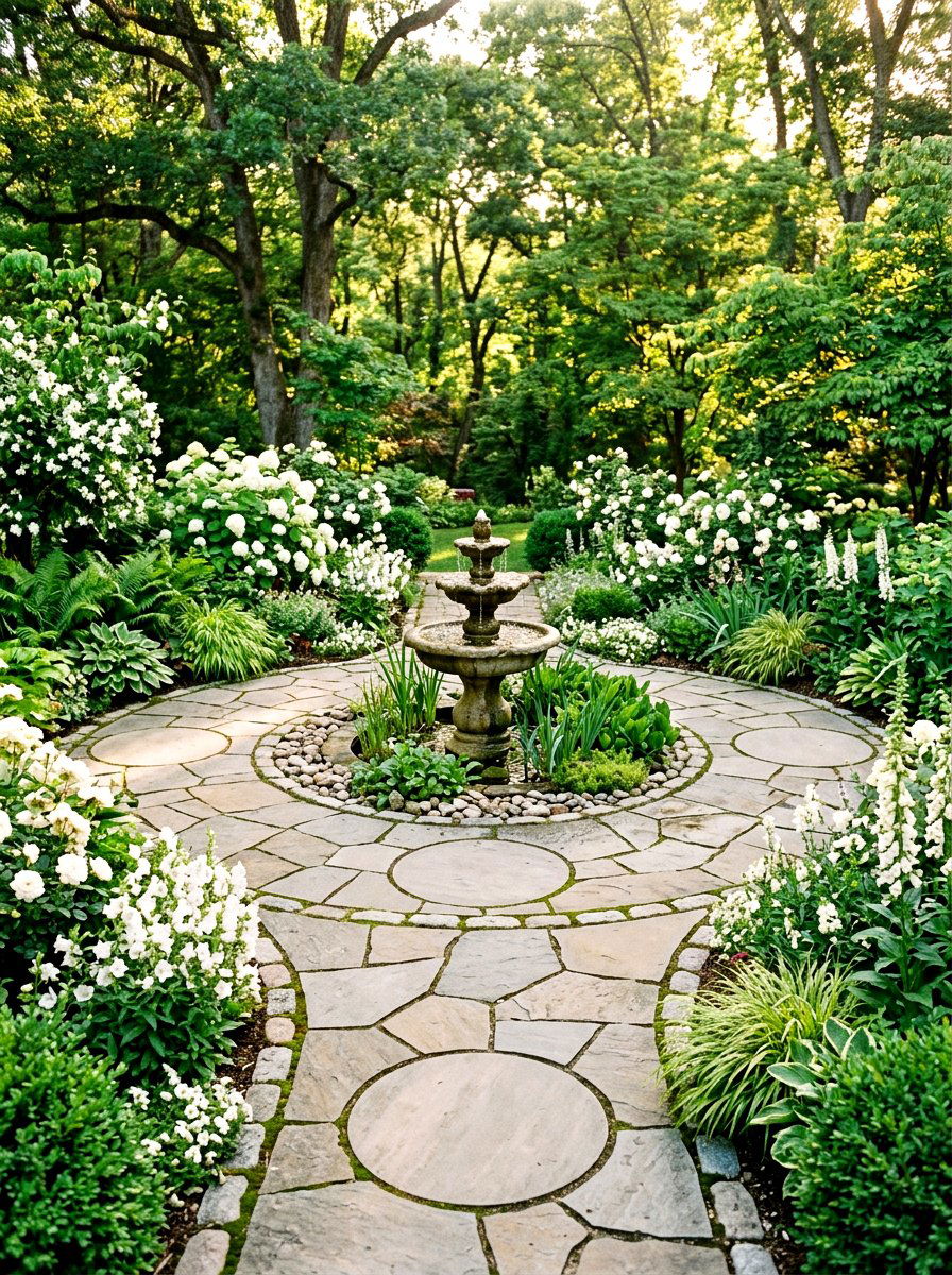 Circular stone path - 30 front yard pathway ideas
