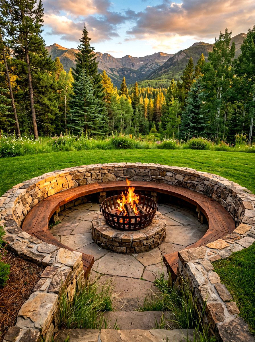 Circular sunken fire pit - 30 sunken conversation pit ideas