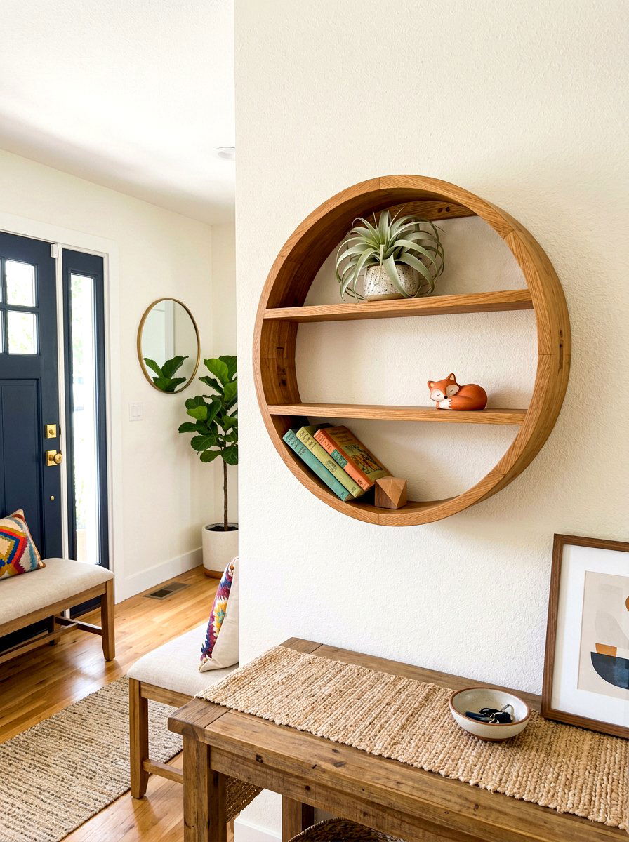 Circular wall shelf - 30 minimalist shelf styling ideas