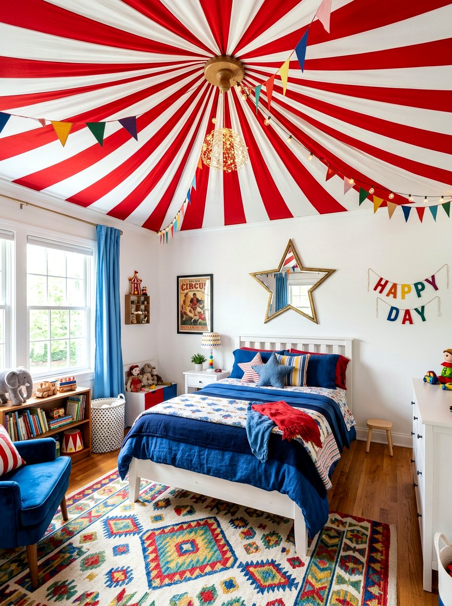 Circus Style Bedroom Ceiling - 30 candy stripe bedroom ideas