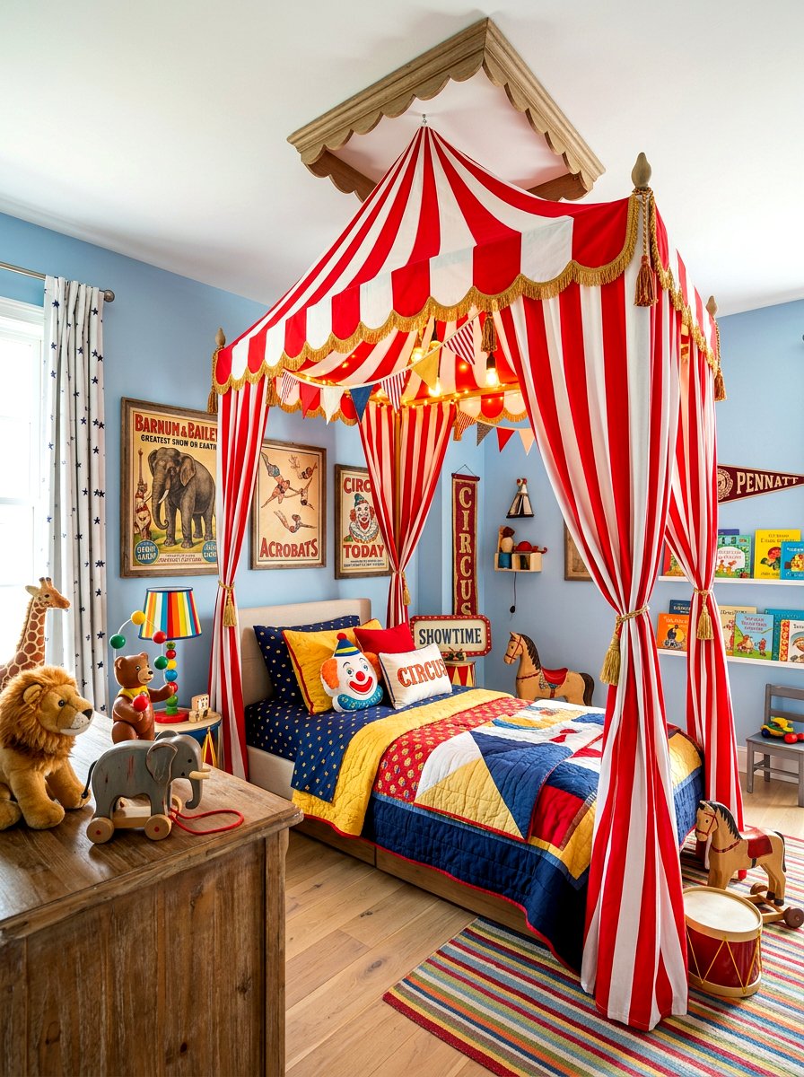 Circus Tent Bed Canopy - 30 storybook bedroom ideas