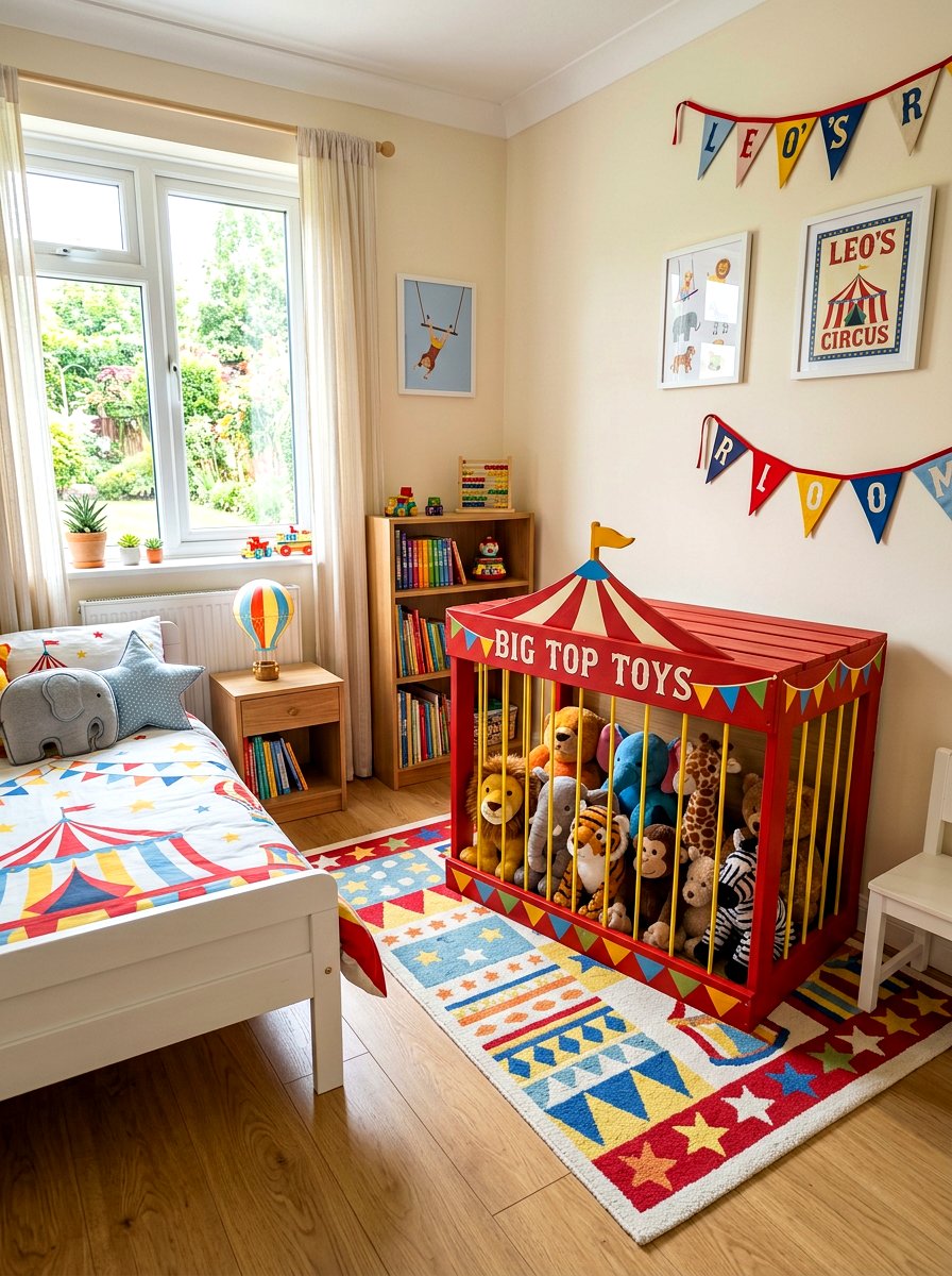 Circus animal cage toy storage - 30 vintage circus decor ideas