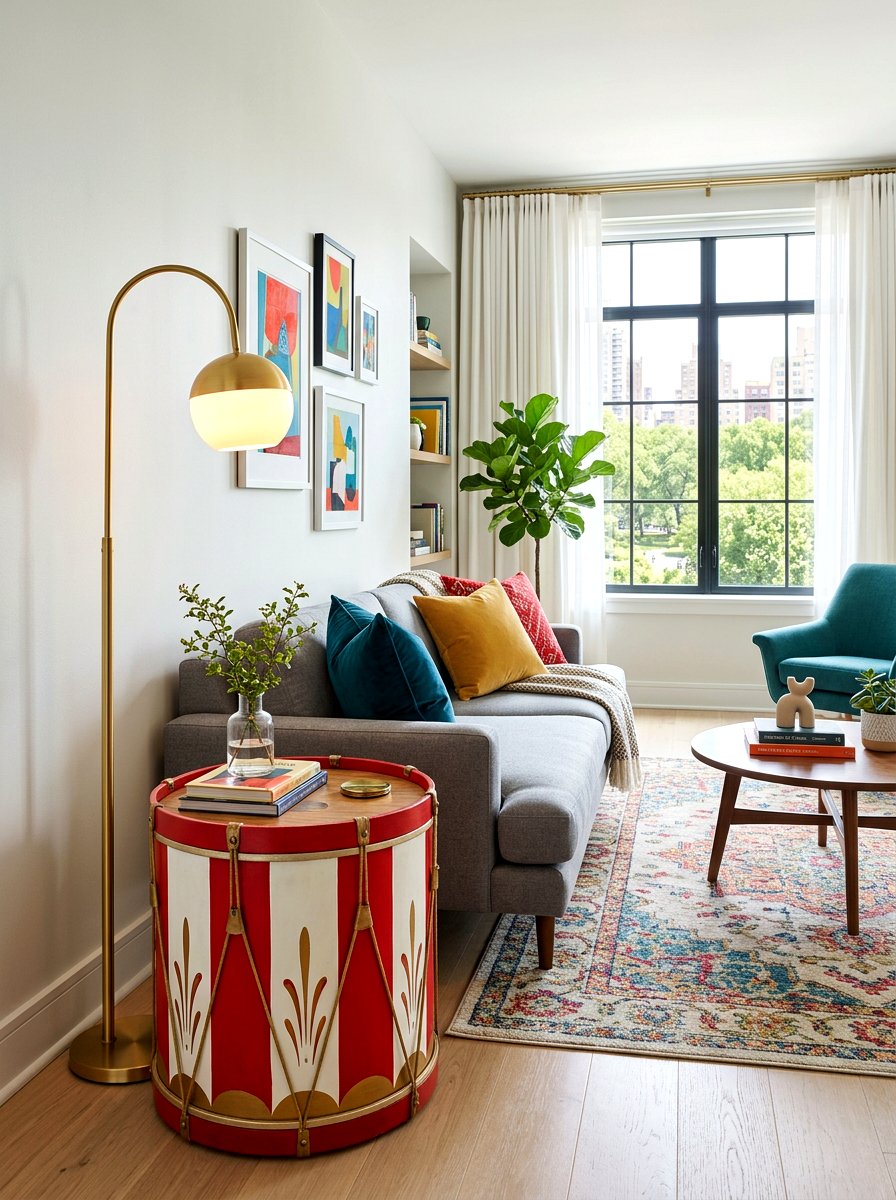 Circus drum side table lounge - 30 circuscore home decor ideas
