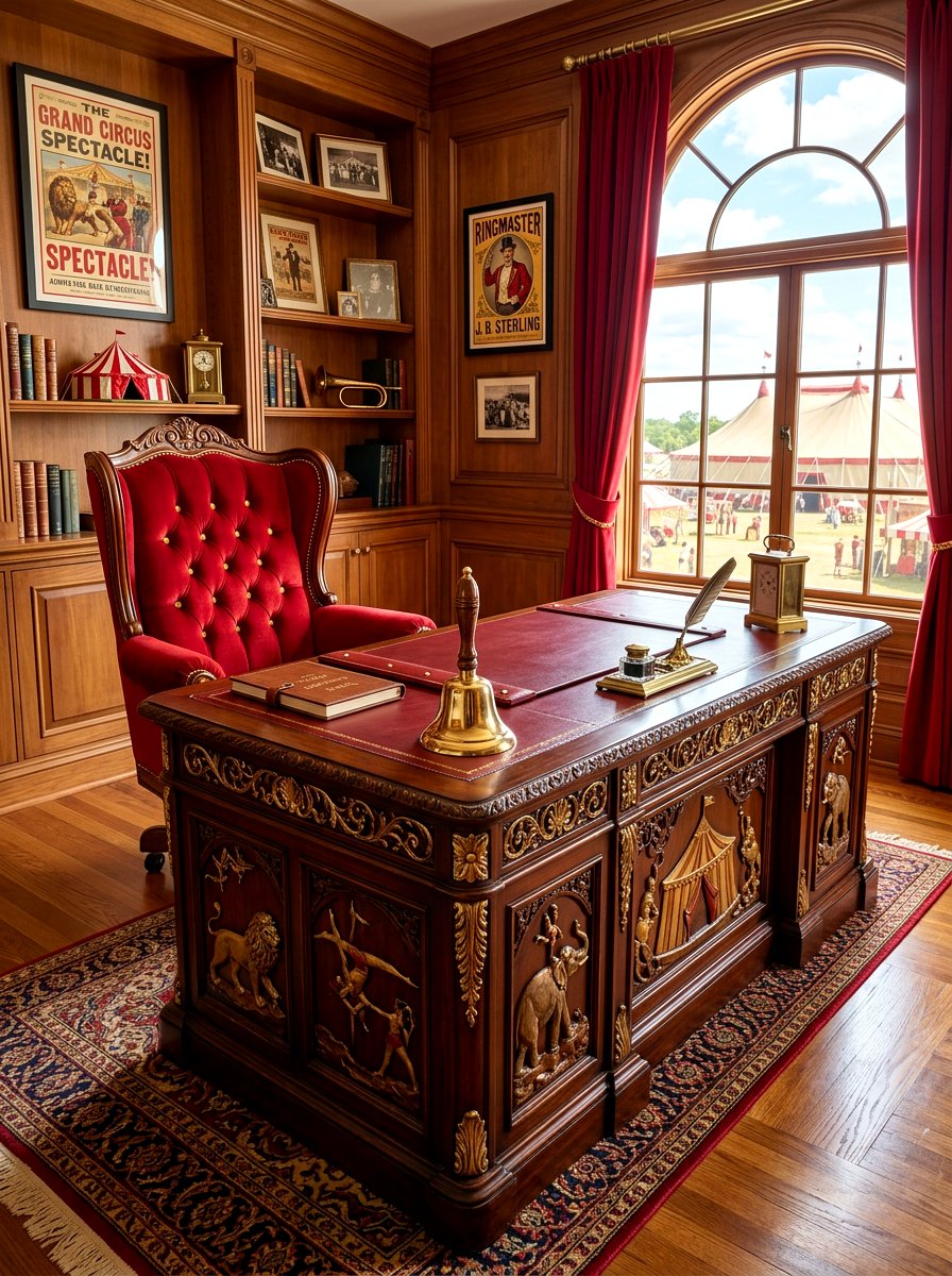 Circus ring master desk - 30 vintage circus decor ideas