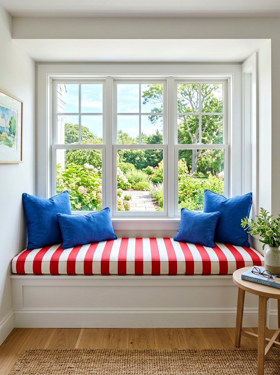 Circus stripe bench cushion - 30 circus stripe kids room ideas