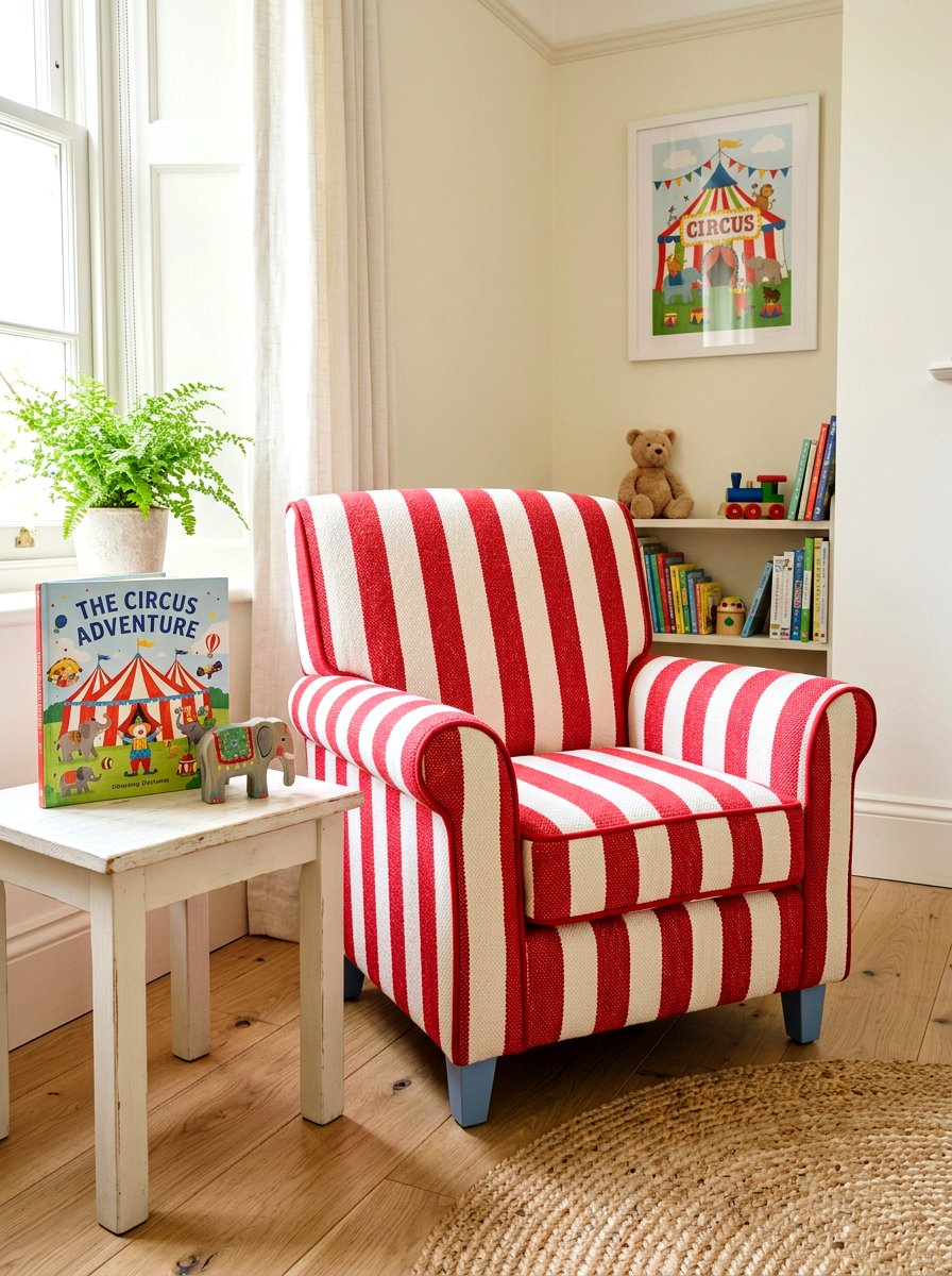 Circus stripe chair upholstery - 30 circus stripe kids room ideas