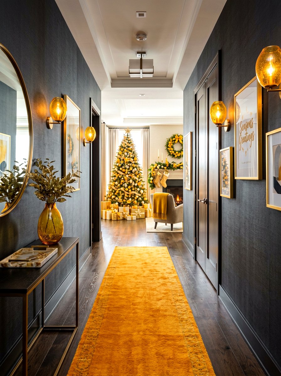 Citrine And Charcoal Hallway Decor - 30 jewel tone holiday decor ideas