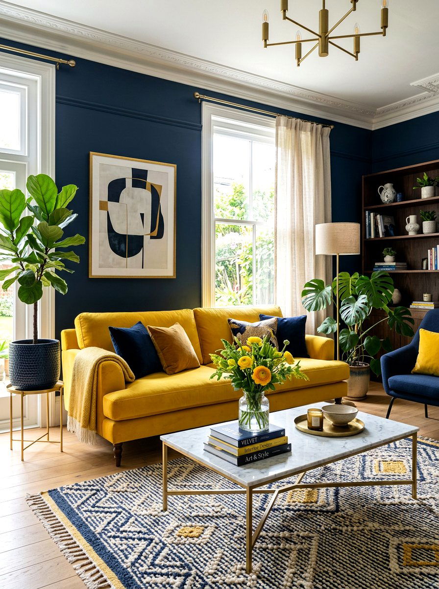 Citrine Yellow Accent Room - 30 jewel tone lounge ideas