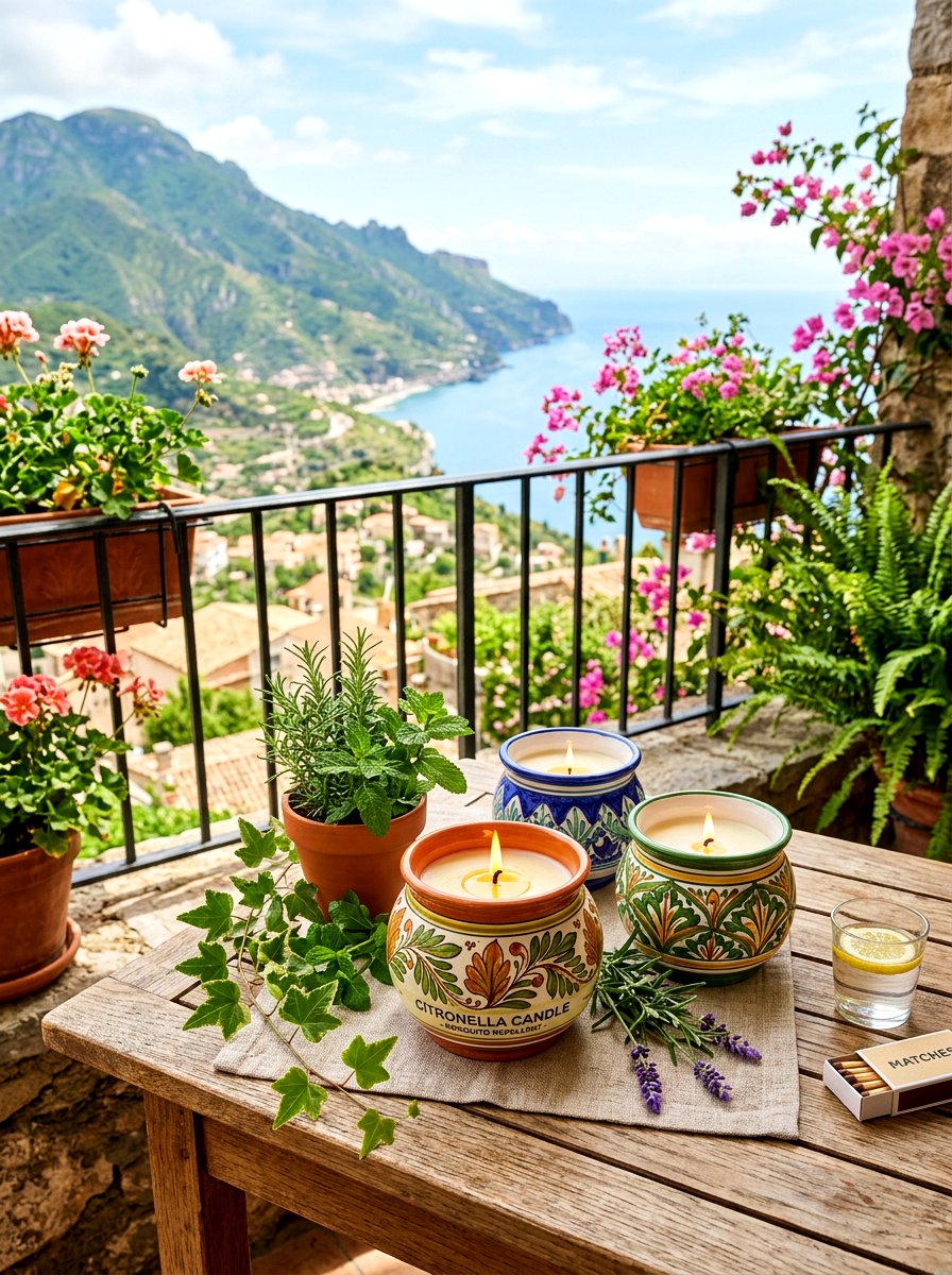 Citronella Candle Display - 30 small apartment balcony garden ideas