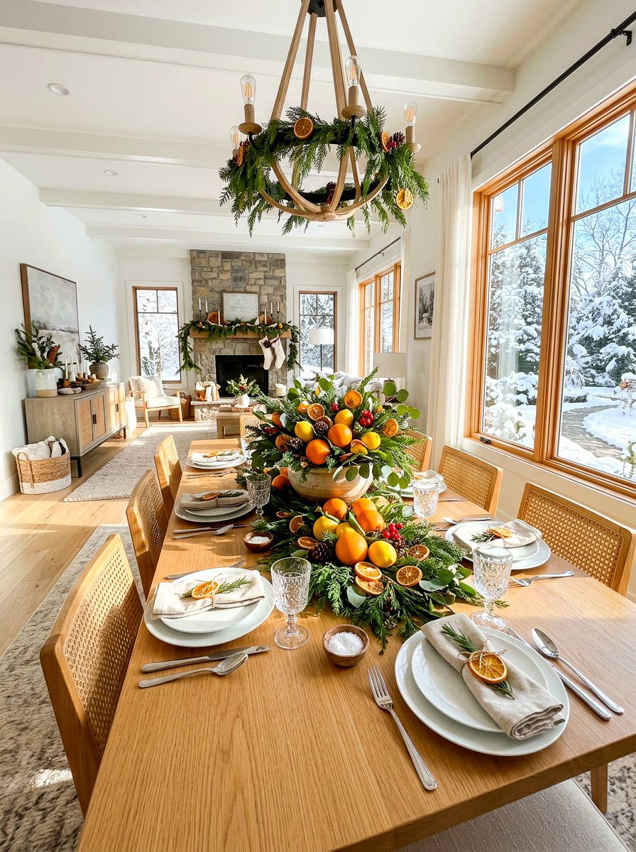 Citrus Fruit Table Centerpiece - 30 holiday dining table ideas