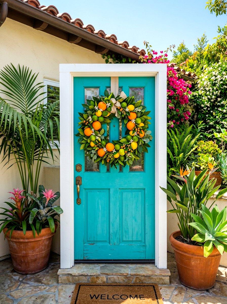 Citrus Fruit Wreath - 30 exterior wreath styling ideas