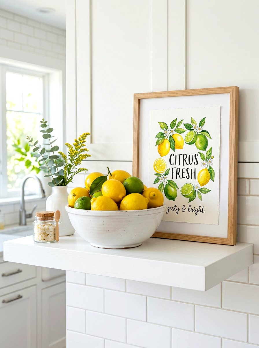 Citrus Kitchen Shelf - 30 spring shelf styling ideas aesthetic