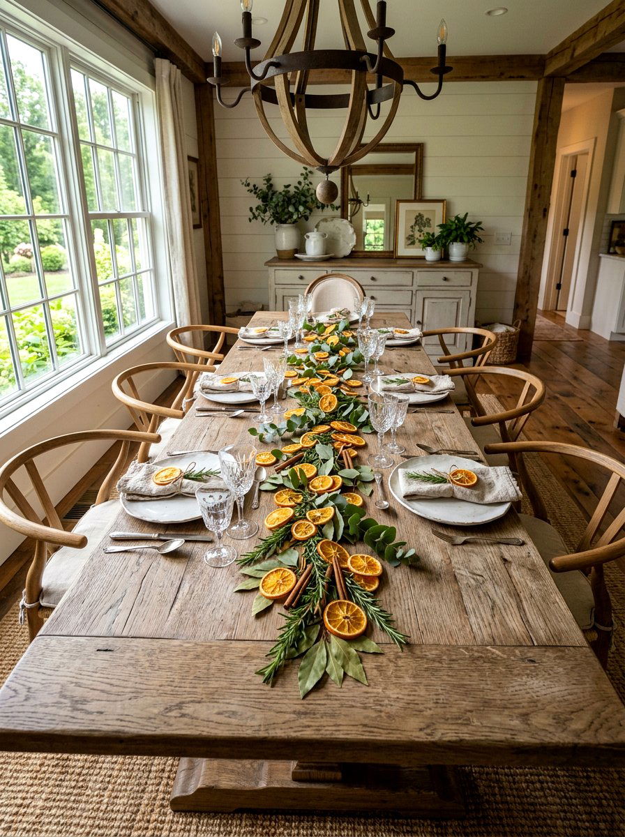 Citrus Table Runner - 30 dried orange decor ideas