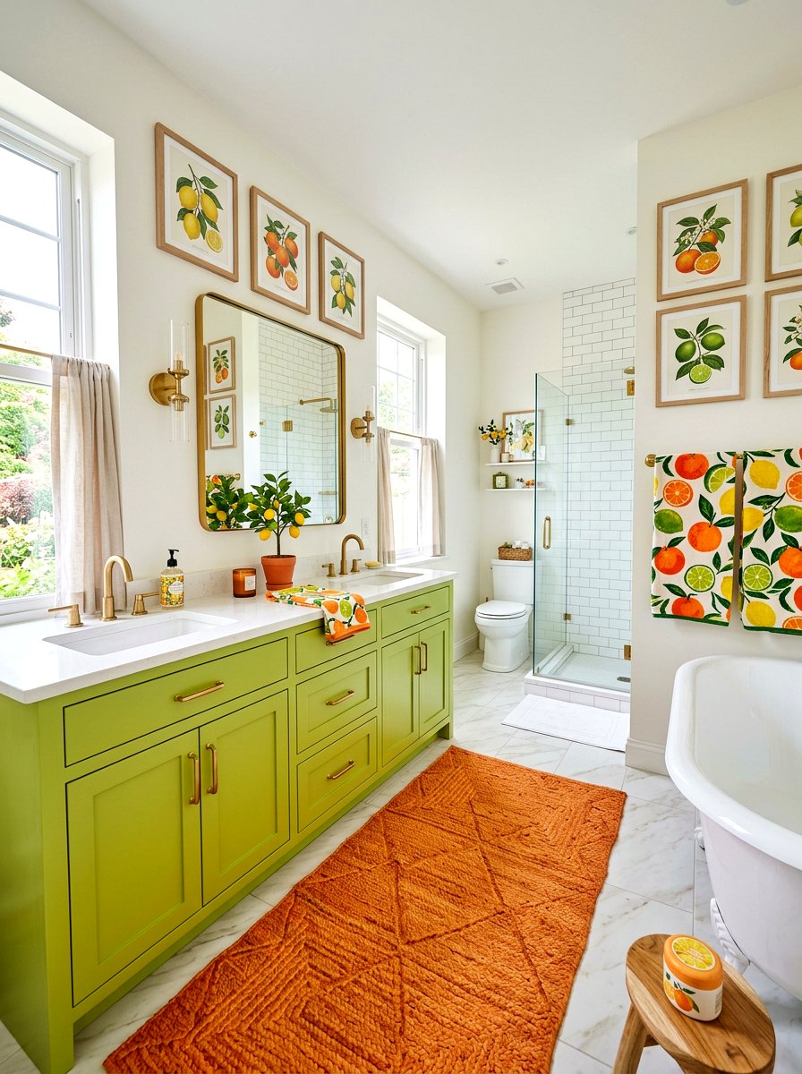 Citrus Theme Bathroom - 30 summer bathroom decor ideas