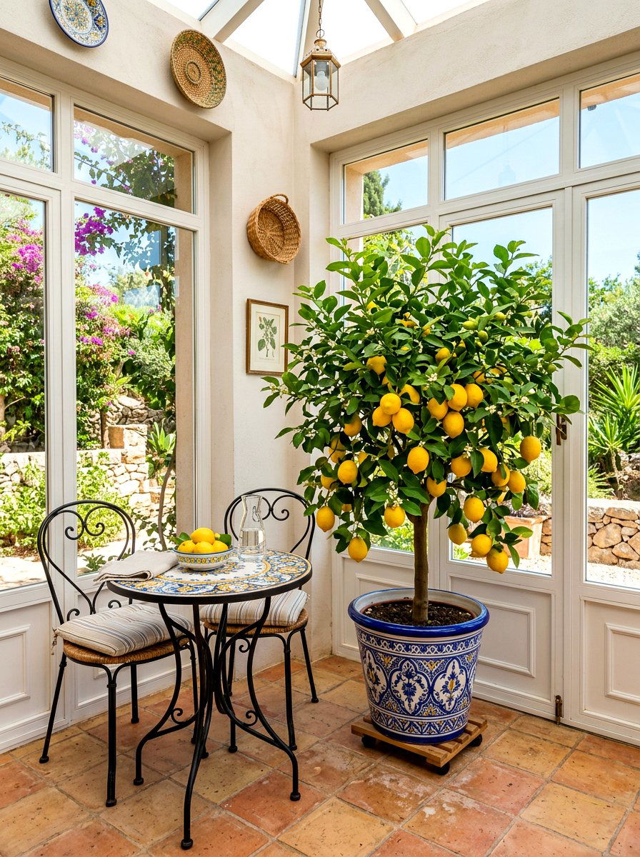 Citrus Tree Corner Display - 30 sunroom plant corner ideas