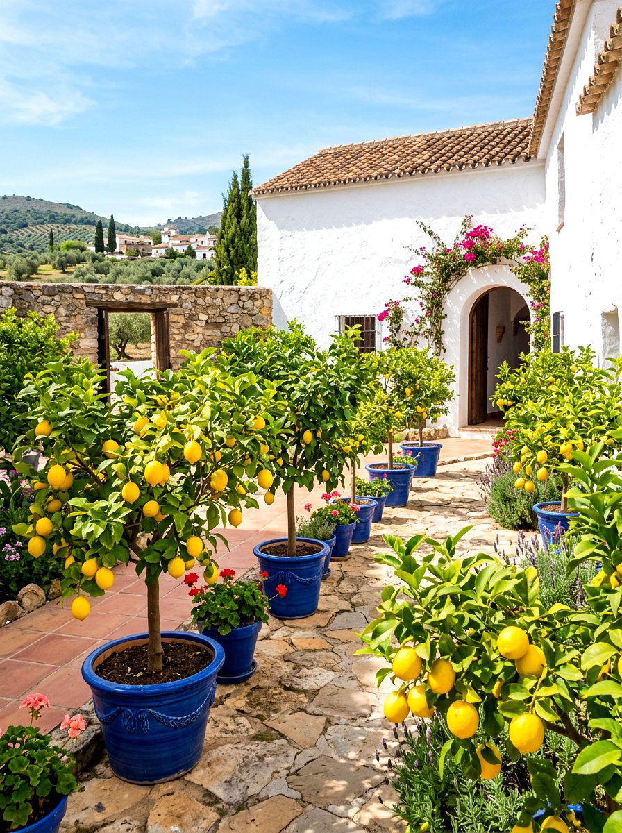 Citrus Tree Garden - 30 Mediterranean exterior courtyard ideas