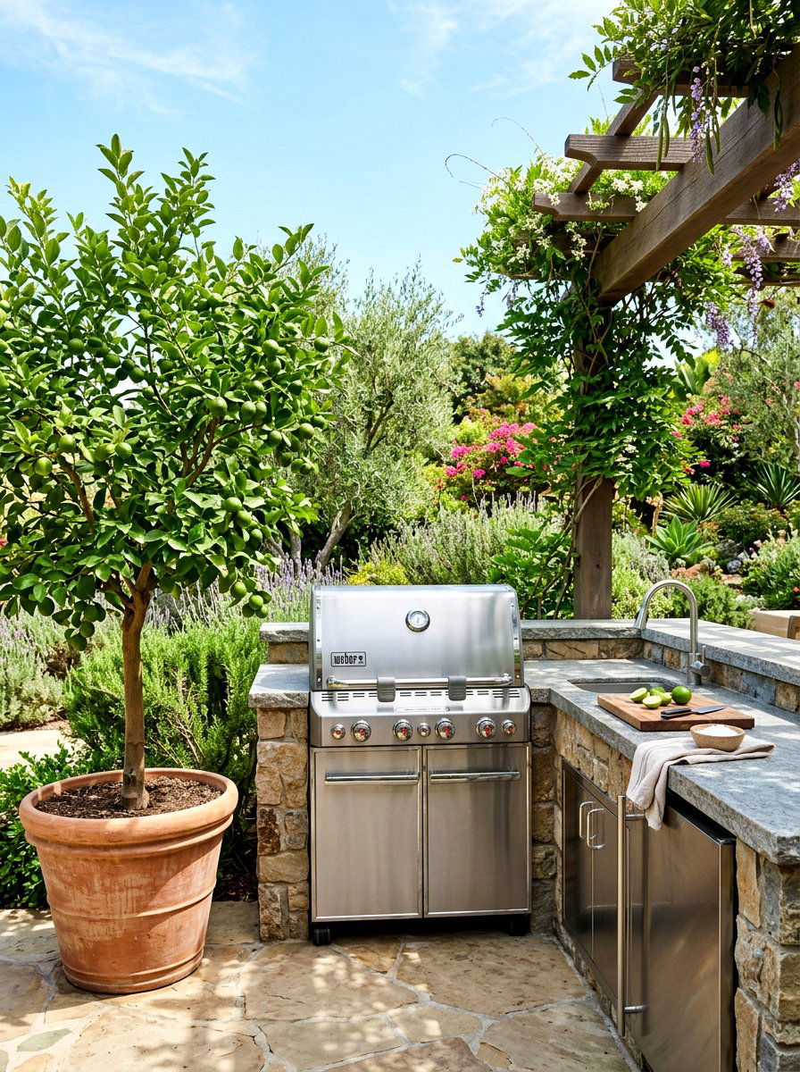 Citrus Tree Outdoor Kitchen - 30 potted citrus backyard ideas