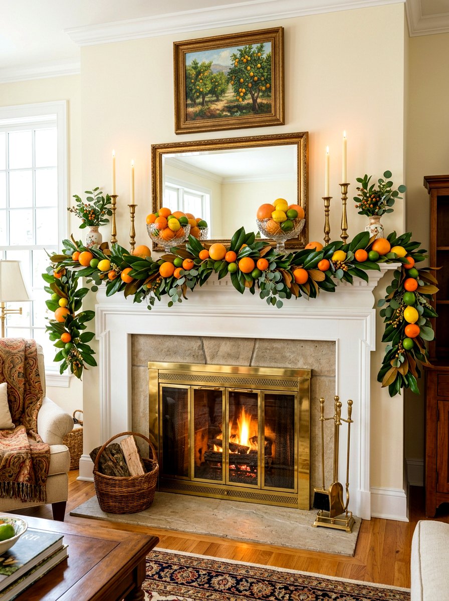 Citrus mantel - 30 summer mantel decor ideas