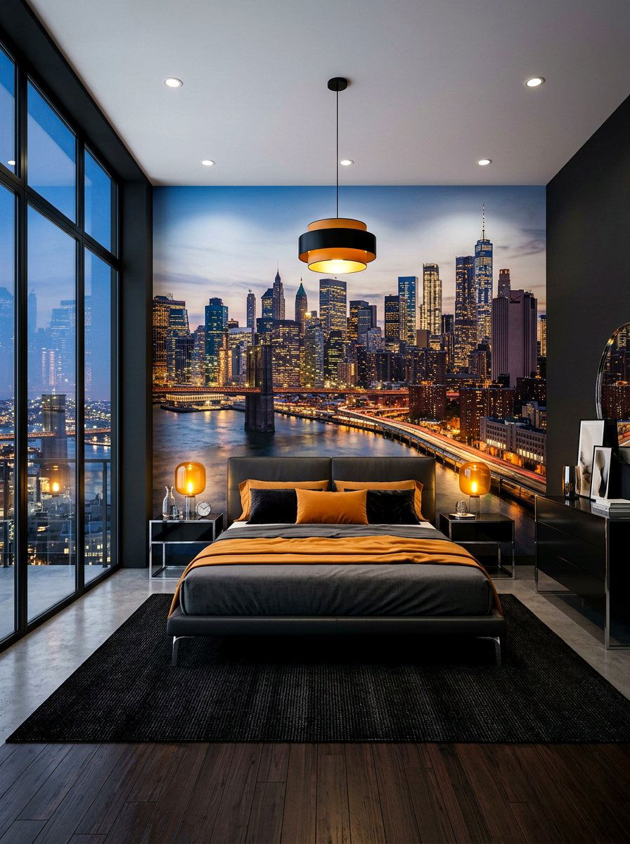 City Skyline Wallpaper - 30 mural wallpaper bedroom aesthetic ideas