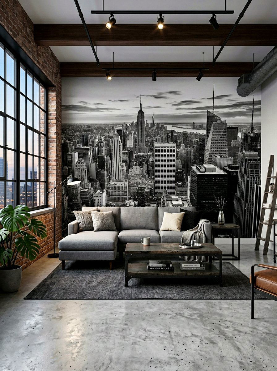 City skyline wall mural - 30 mural wall ideas