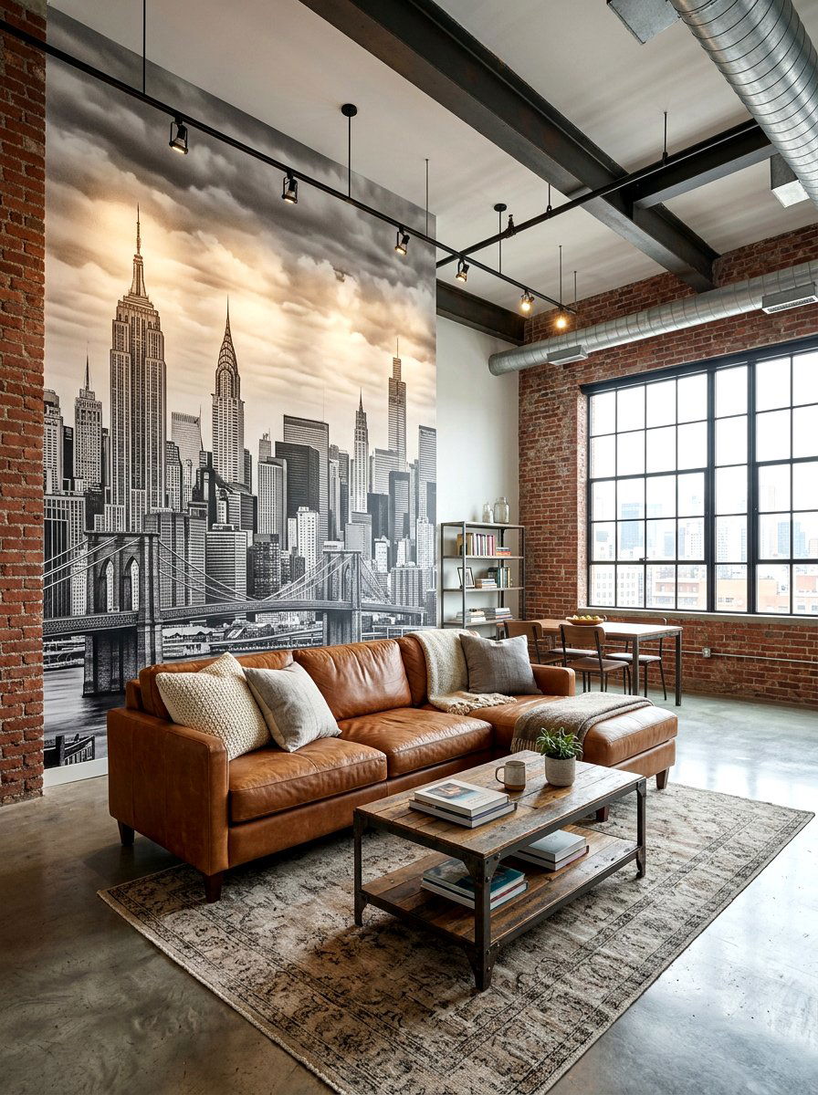 Cityscape Wall Mural - 30 peel and stick mural ideas