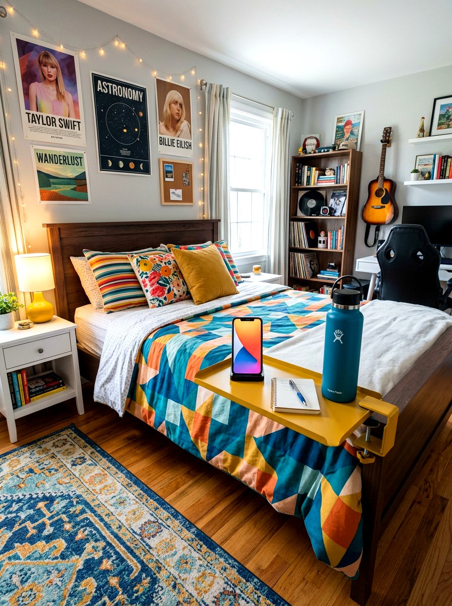 Clamp on headboard shelf - 30 no drill shelving ideas