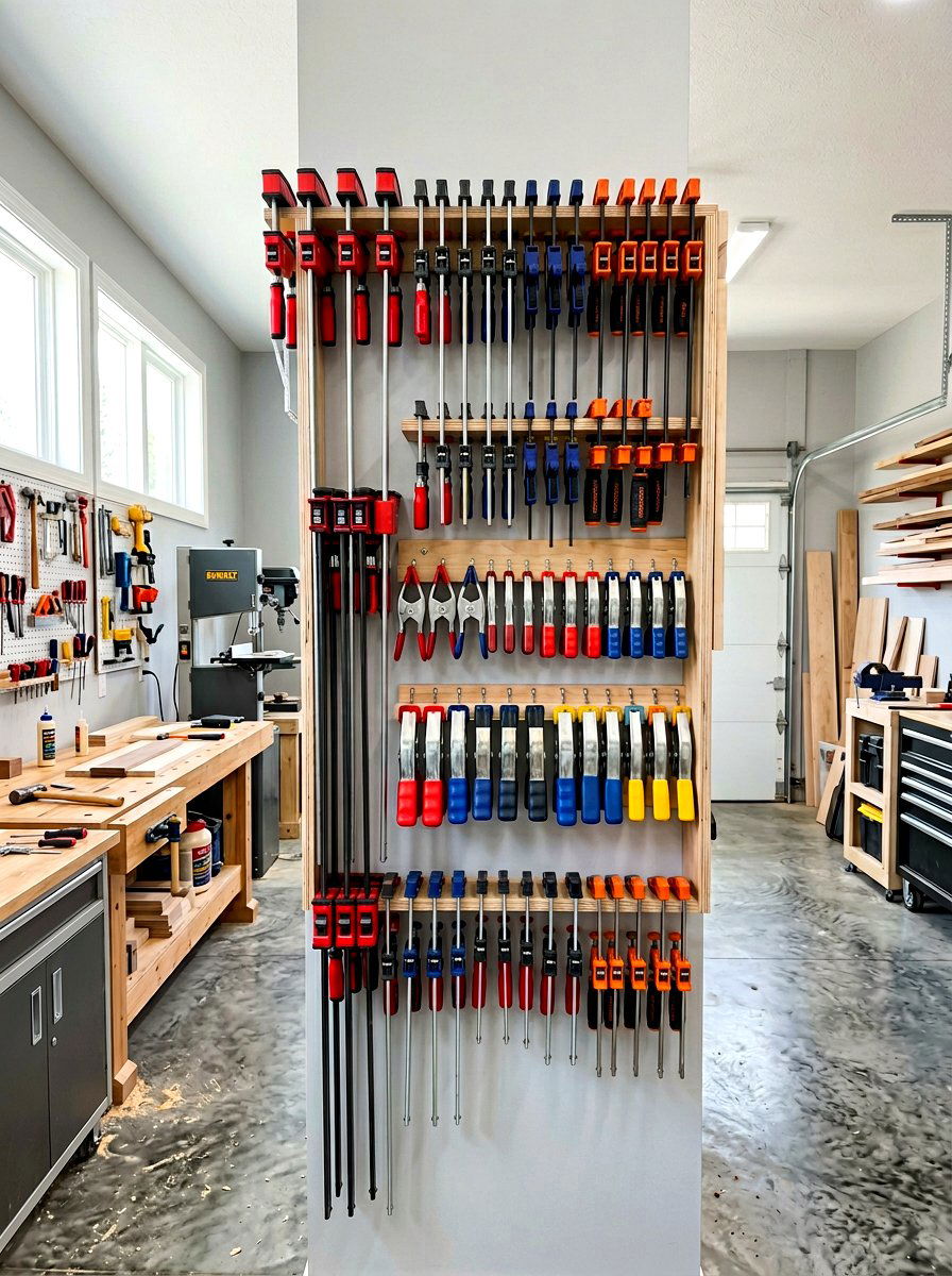 Clamping Station Rack - 30 garage tool storage ideas