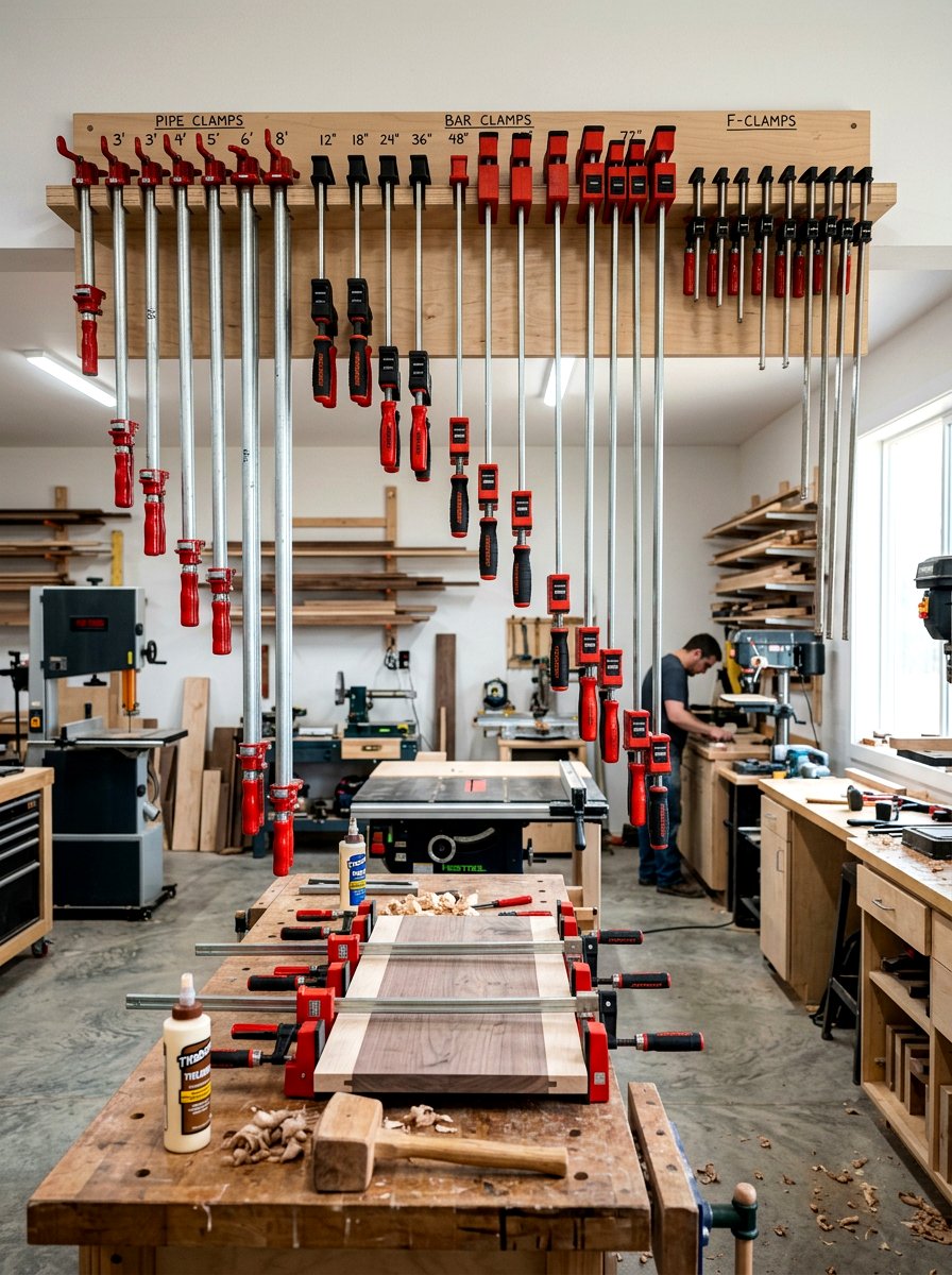 Clamping Station - 30 garage workshop ideas