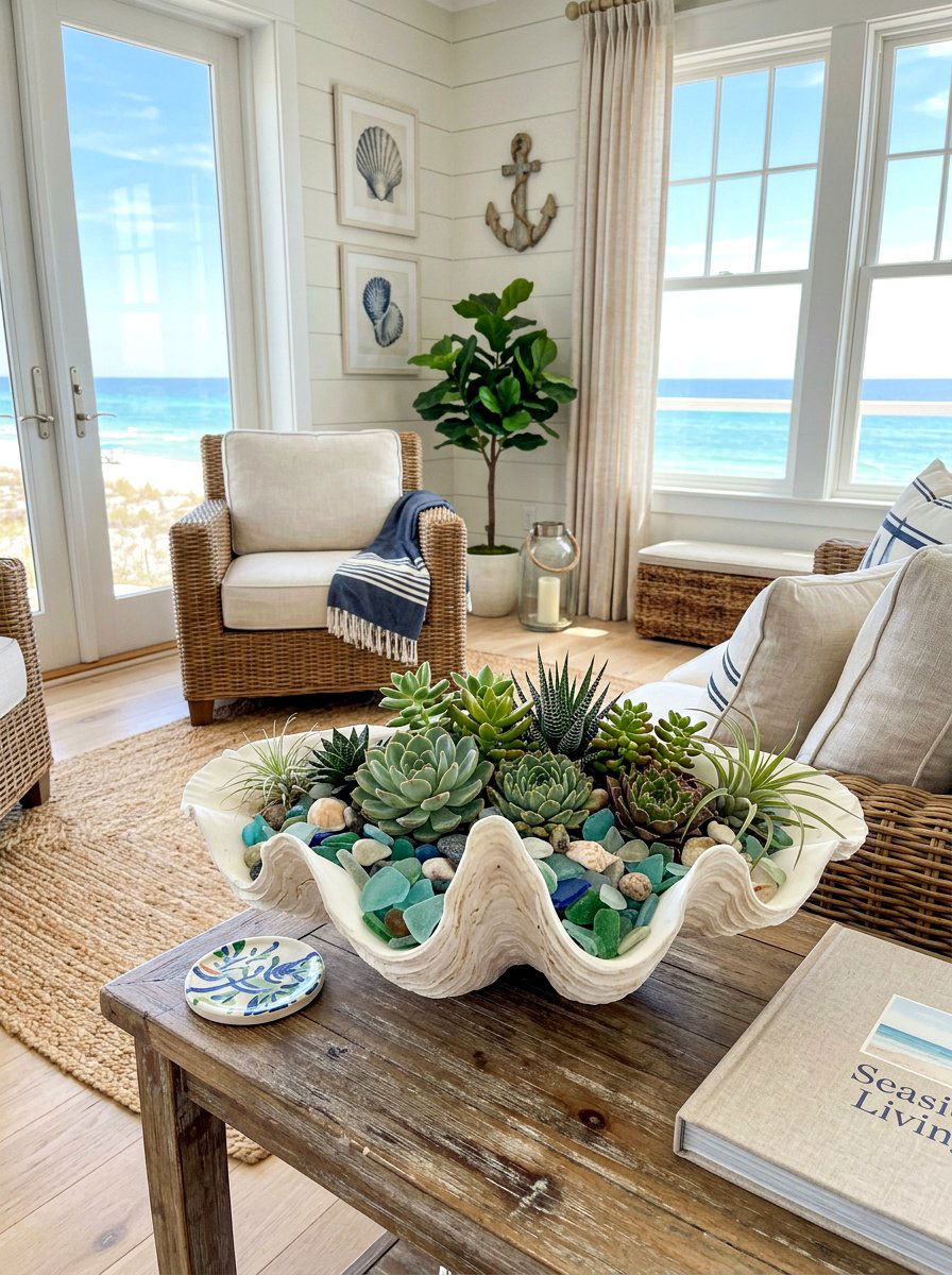 Clamshell Succulent Display - 30 succulent planter ideas
