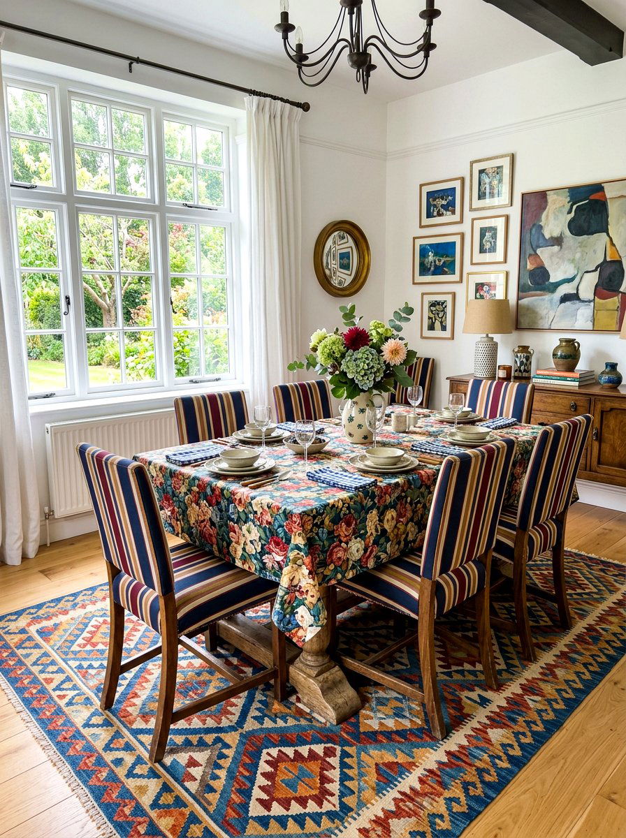 Clashing Pattern Dining Room - 30 playful maximalist decor ideas