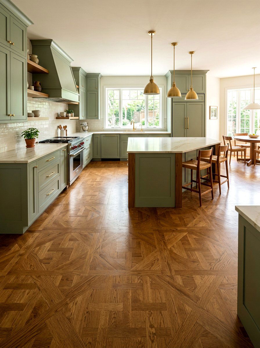 Classic Basketweave Parquet Kitchen - 30 parquet kitchen floor ideas