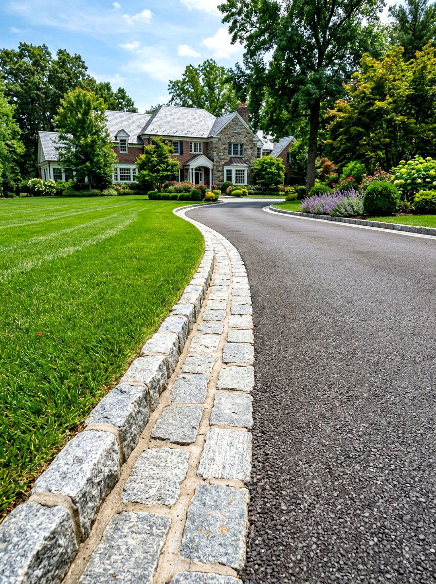 Classic Belgian block curbing - 30 stone edging front yard ideas