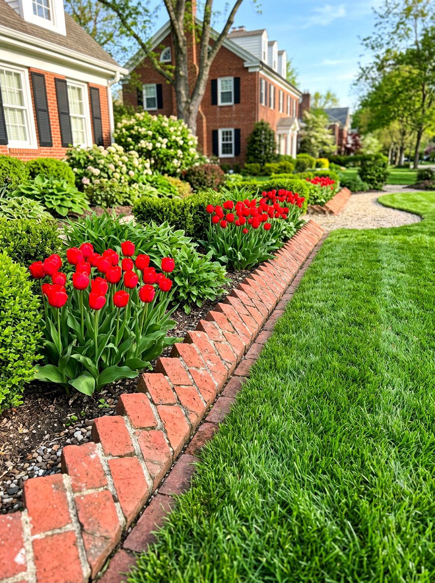 Classic Brick Garden Border - 30 front yard border ideas