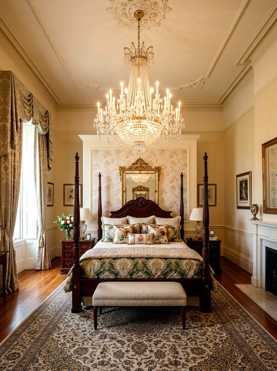 Classic Chandelier Lighting - 30 grandmother bedroom ideas