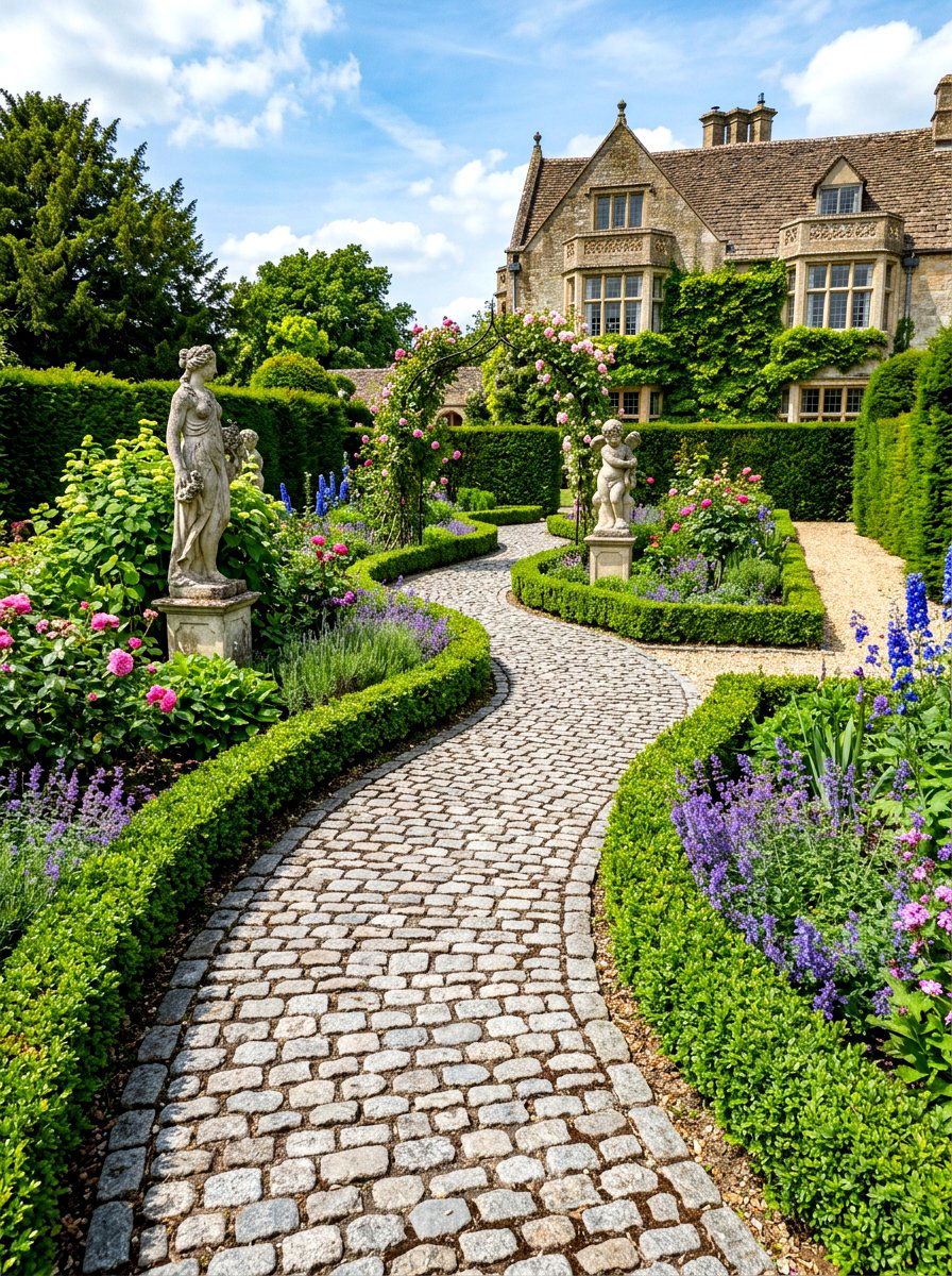 Classic Cobblestone Path - 30 stepping stone backyard path ideas