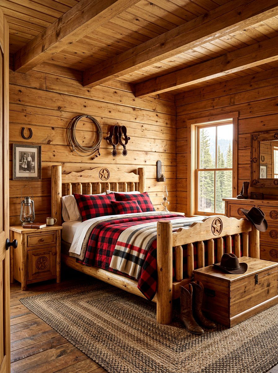 Classic Cowboy Cabin Bedroom - 30 western bedroom ideas