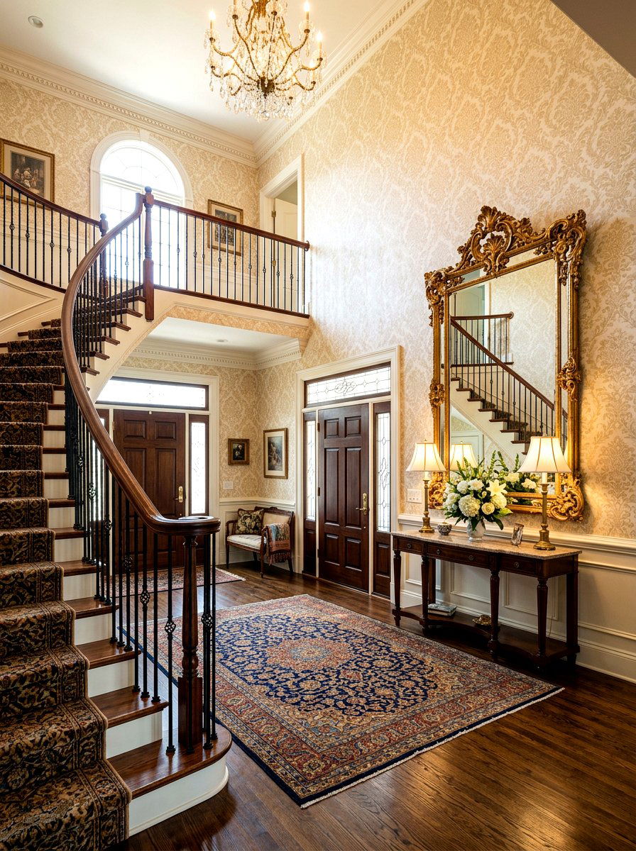 Classic Damask Entry Wallpaper - 30 entry wallpaper ideas