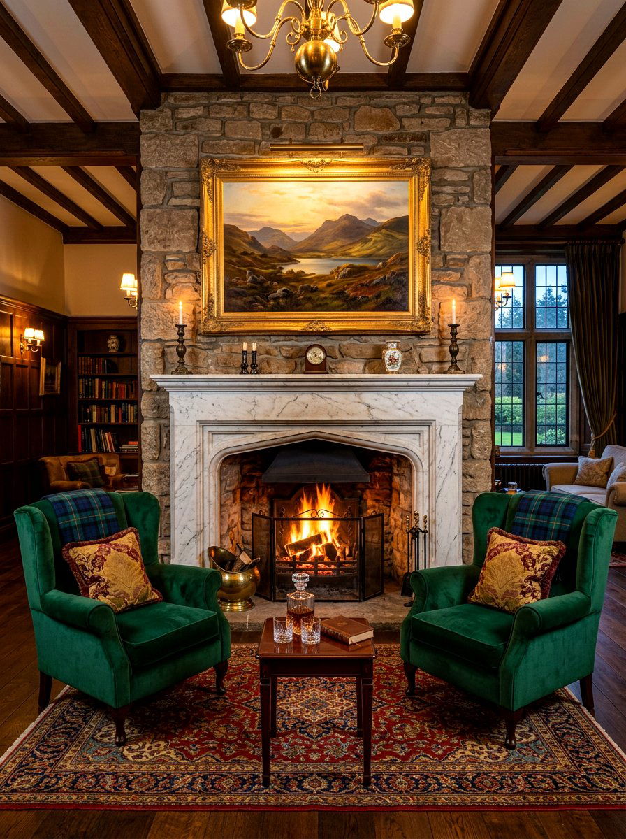 Classic Fireplace Lounge - 30 old money lounge ideas