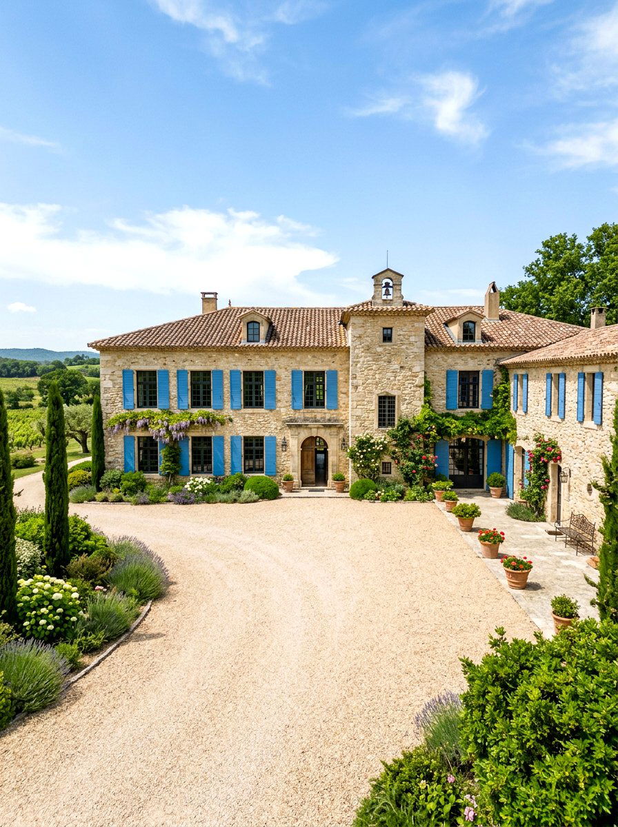 Classic French Country Manor - 30 black bronze window exterior ideas