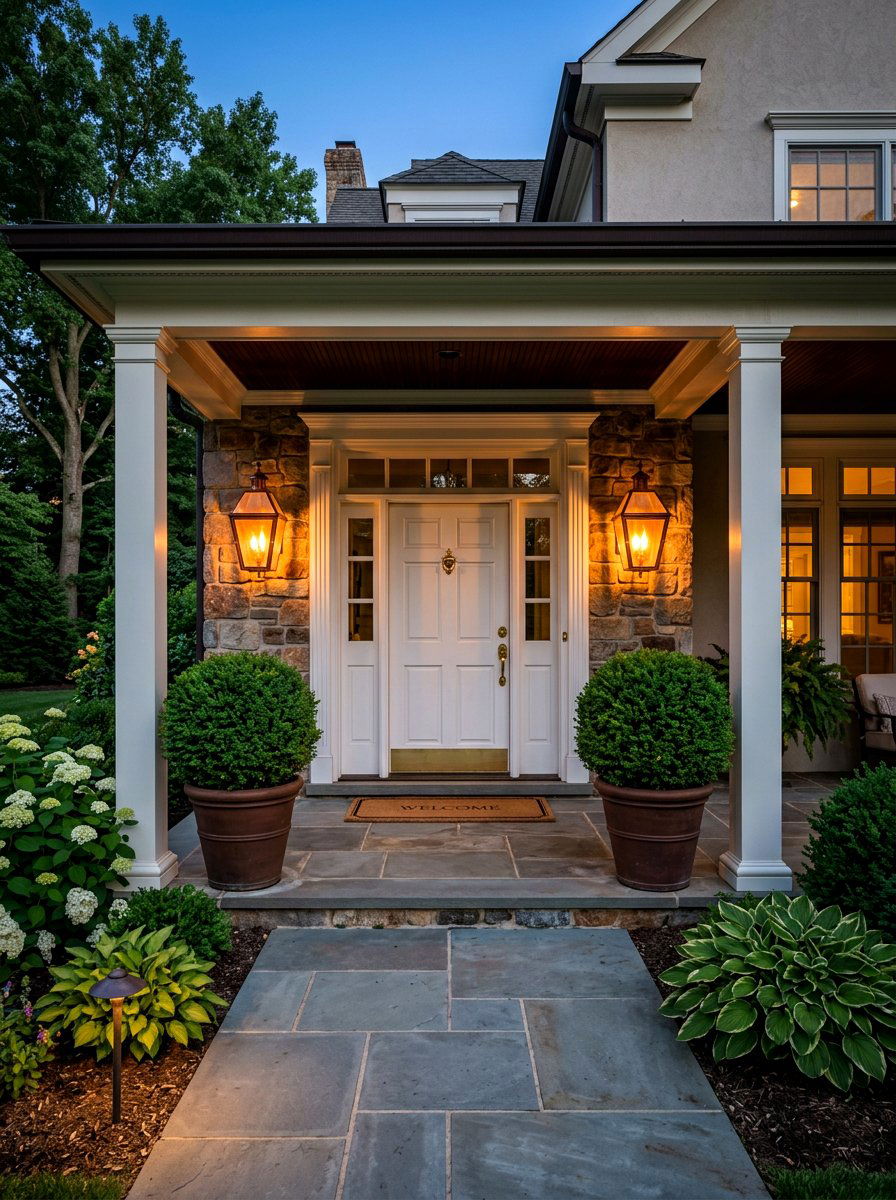 Classic Gas Lantern Lighting Scheme - 30 luxury front porch styling ideas