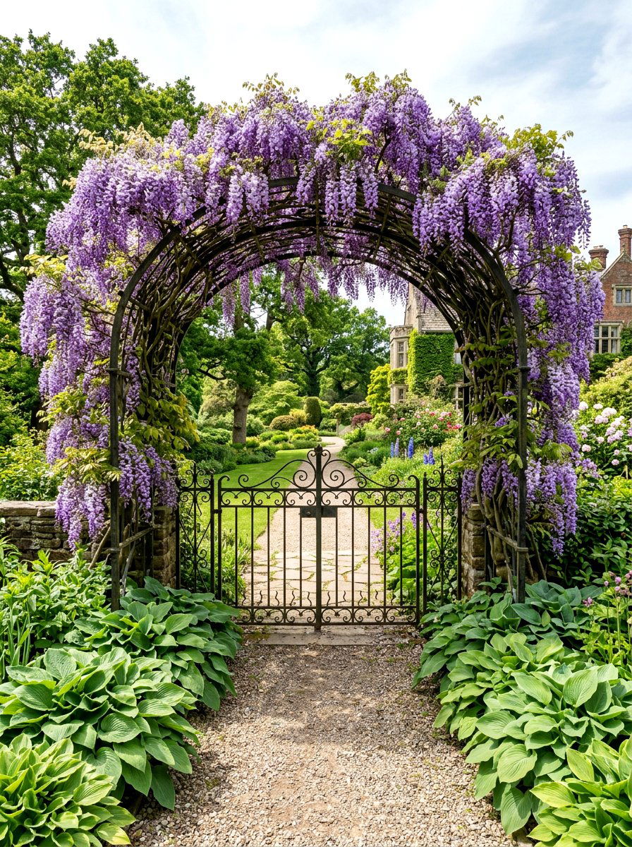 Classic Gate Arbor - 30 front gate flower bed ideas