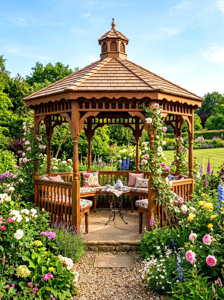 Classic Gazebo Retreat - 30 rainproof patio ideas