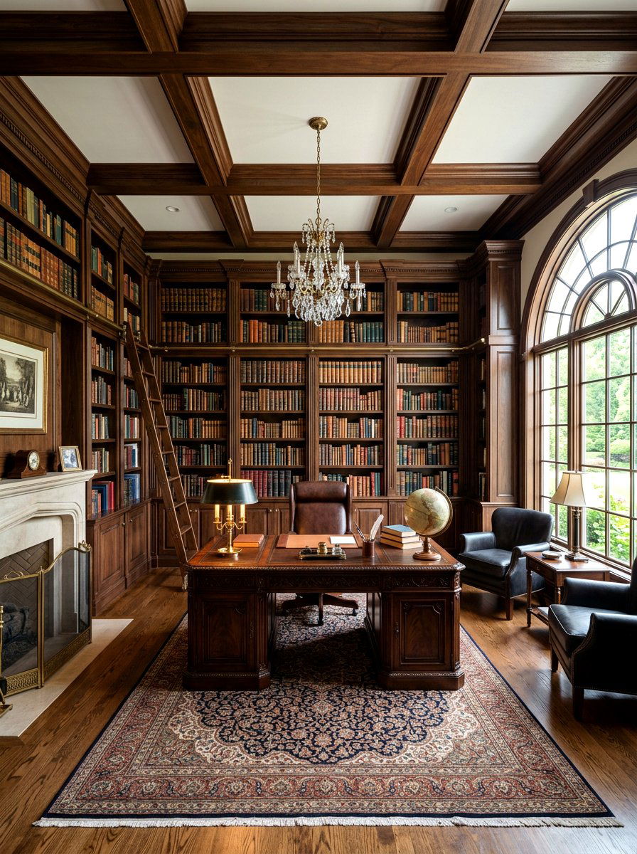 Classic Home Library - 30 zoom background office ideas