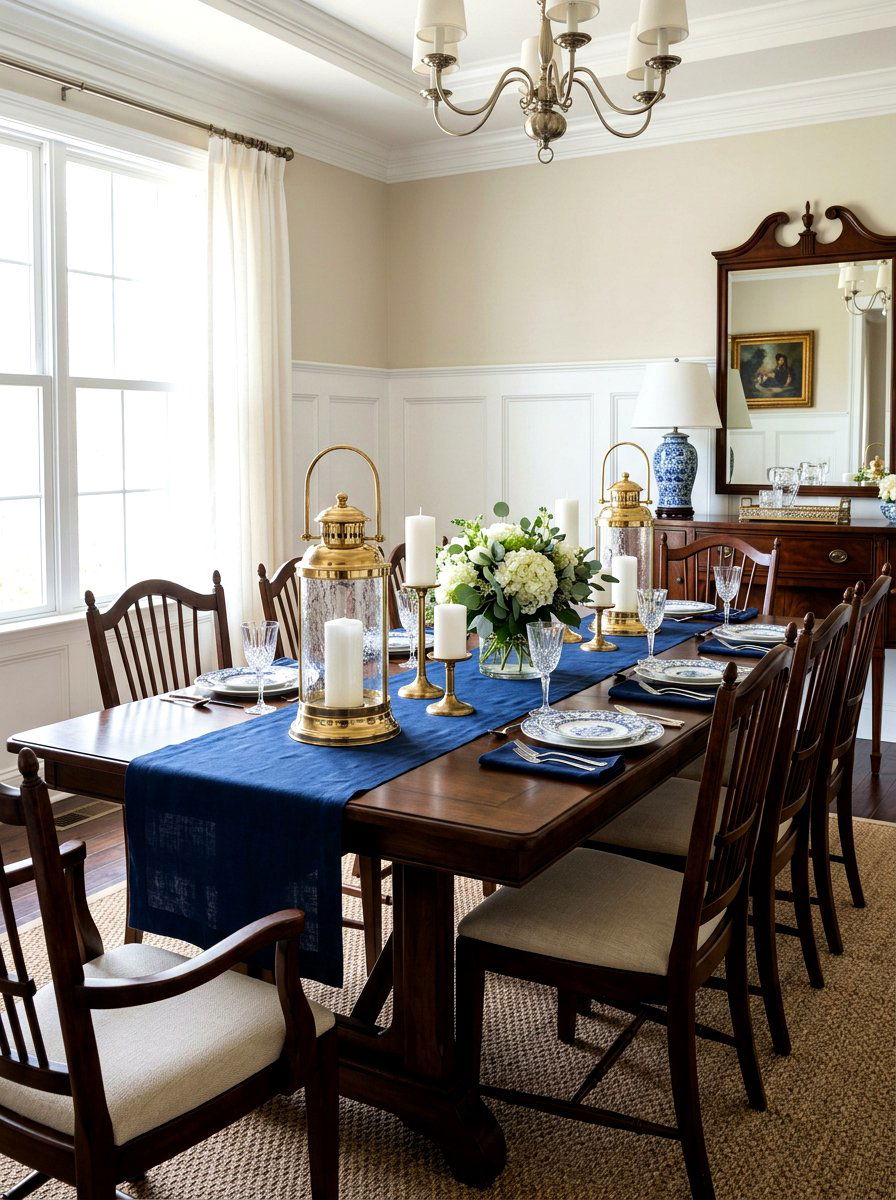 Classic Hurricane Lanterns - 30 candle table runner ideas