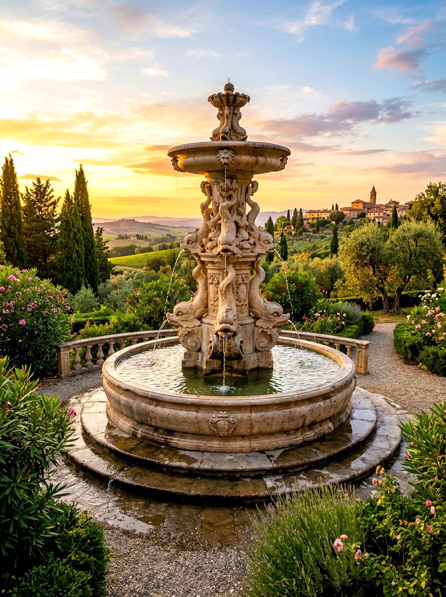 Classic Italian Fountain - 30 garden fountain ideas