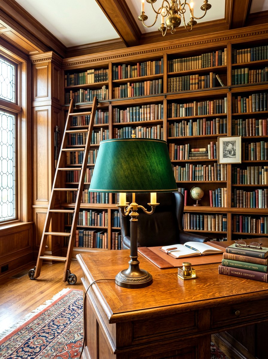 Classic Library Table Lamp Office - 30 lamp lit office ideas