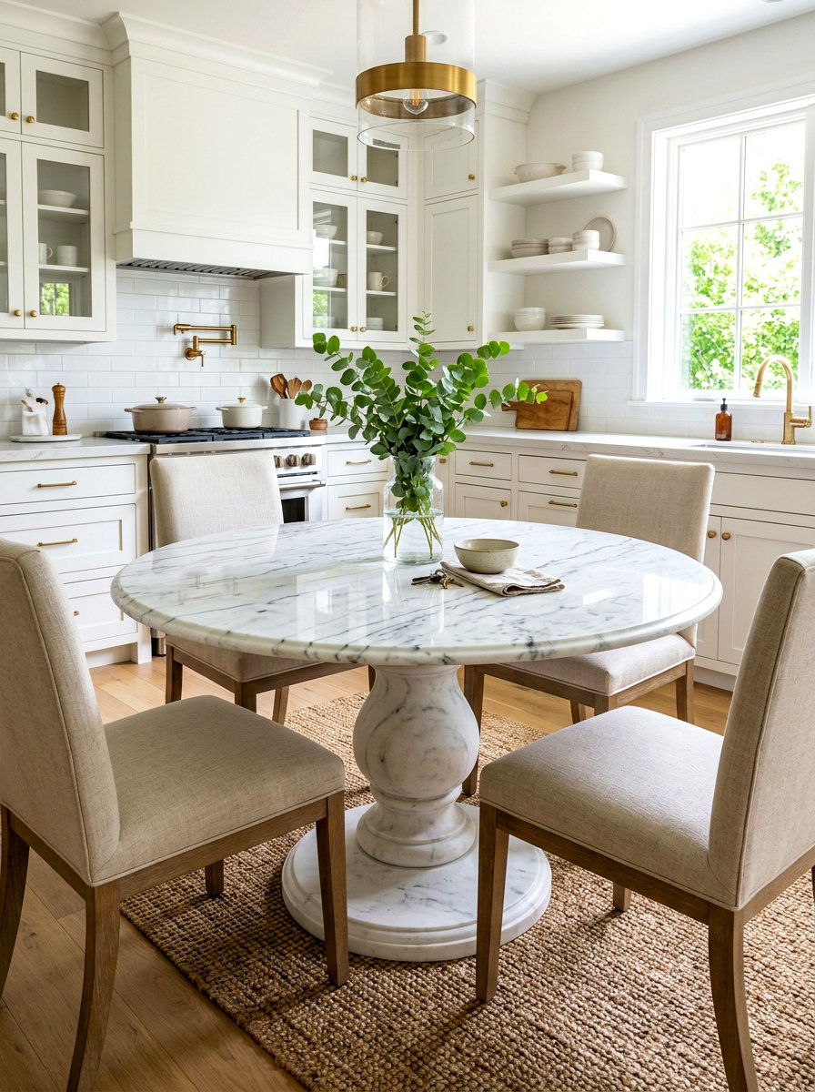 Classic Marble Pedestal Setting - 30 Nancy Meyers breakfast nook ideas
