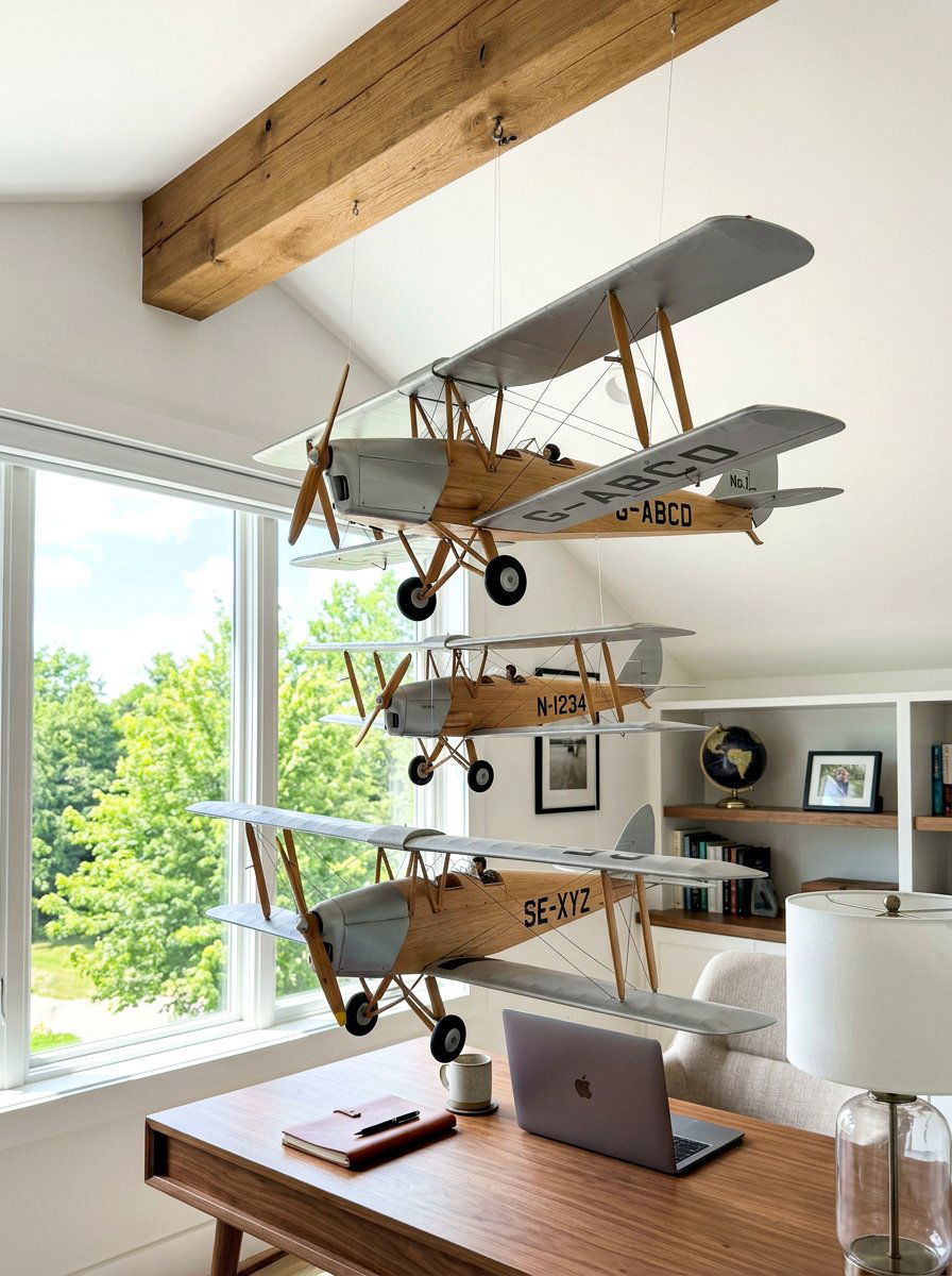 Classic Model Airplane Ceiling Hanging - 30 vintage toy decor ideas